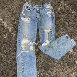 Distressed mom jeans